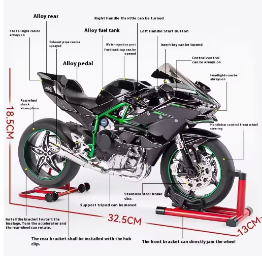 Kawasaki Ninja H2R 1:6 Diecast Motorcycle Model
