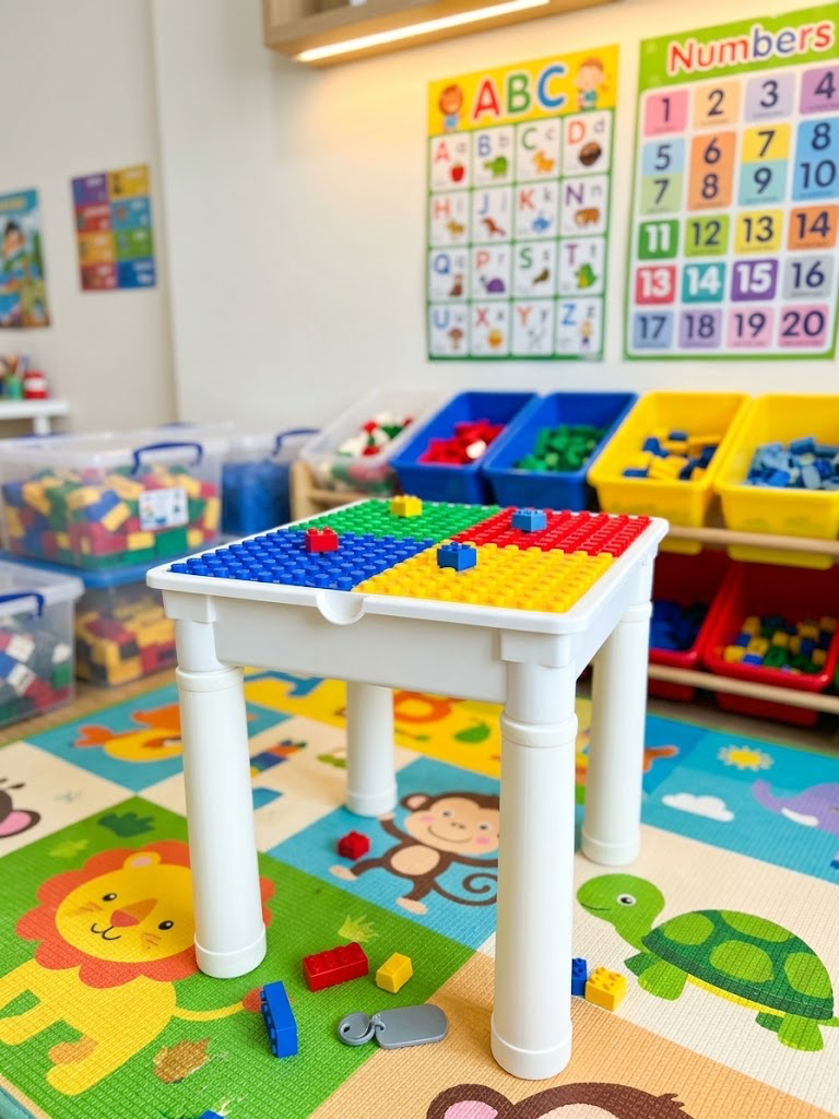 Premium Plastic Study & Activity Table with Blocks – Portable Learning Table