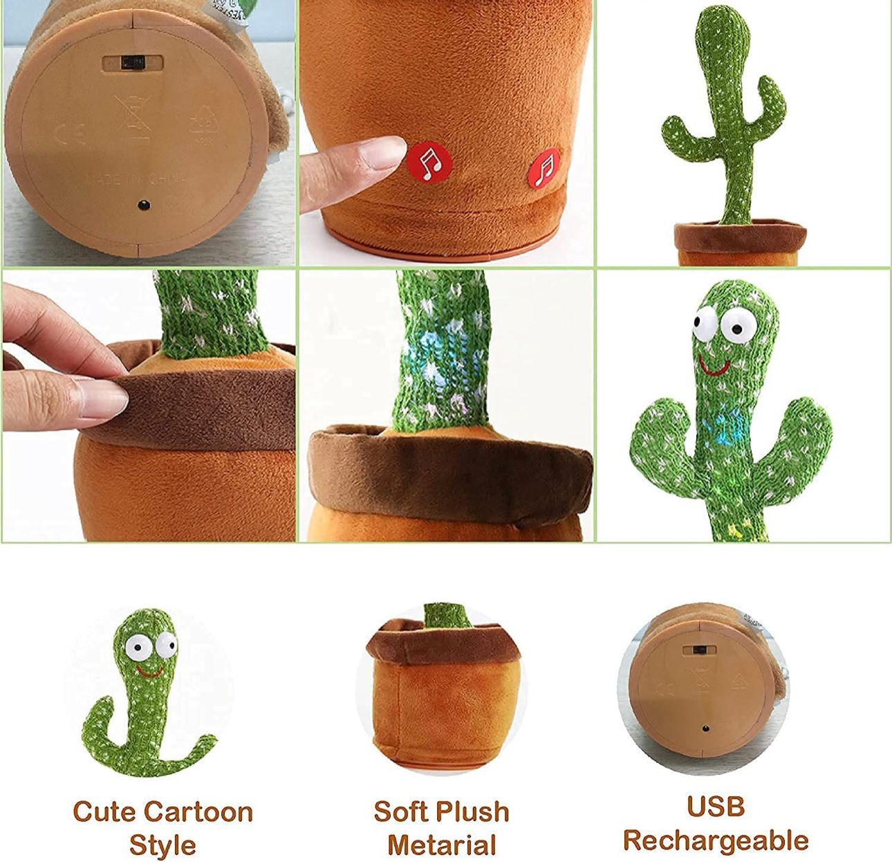 Rechargeable Dancing Talking Cactus Toy