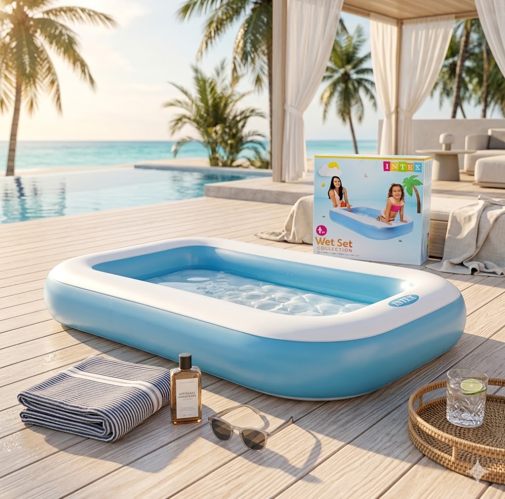 INTEX Rectangular Inflatable Kids Pool – Blue