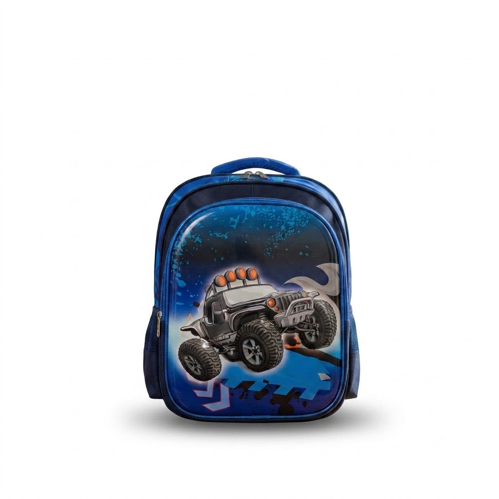 Premium Monster Truck School Backpack – Royal Blue | 15"