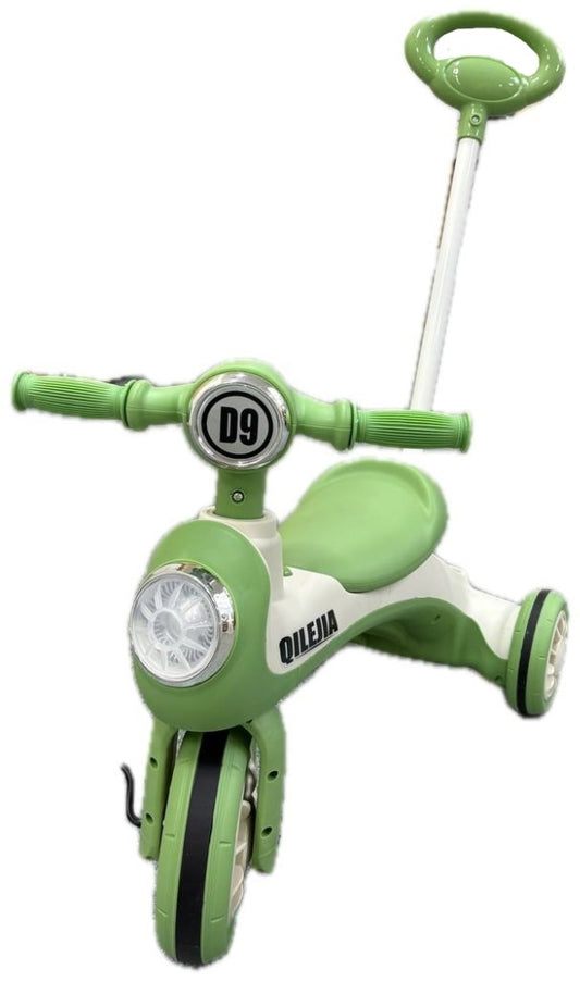 Baby Tricycle with Stroller Handle & Front Light – Green