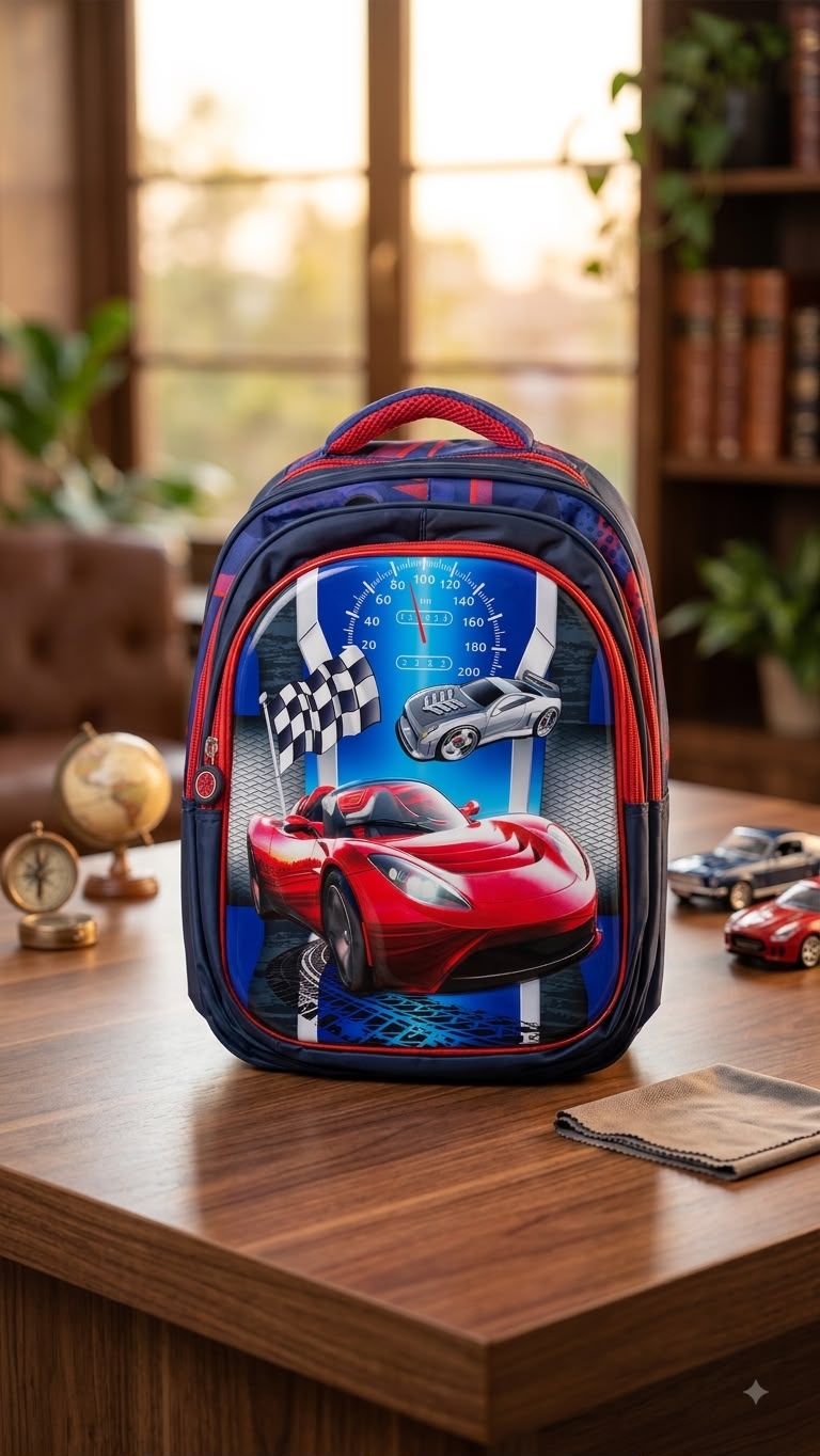 Premium Quality Car Character School Bag – 16 Inch