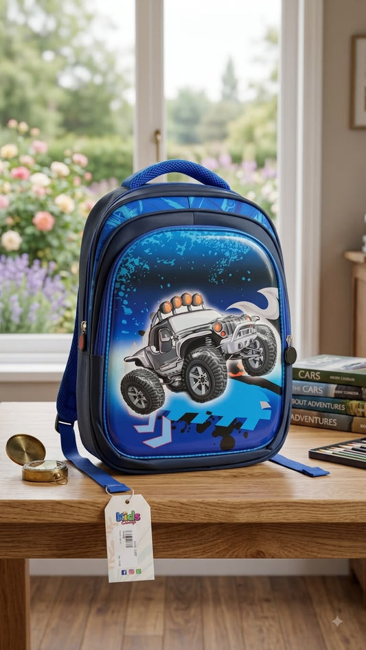 Premium Monster Truck School Backpack – Royal Blue | 15"