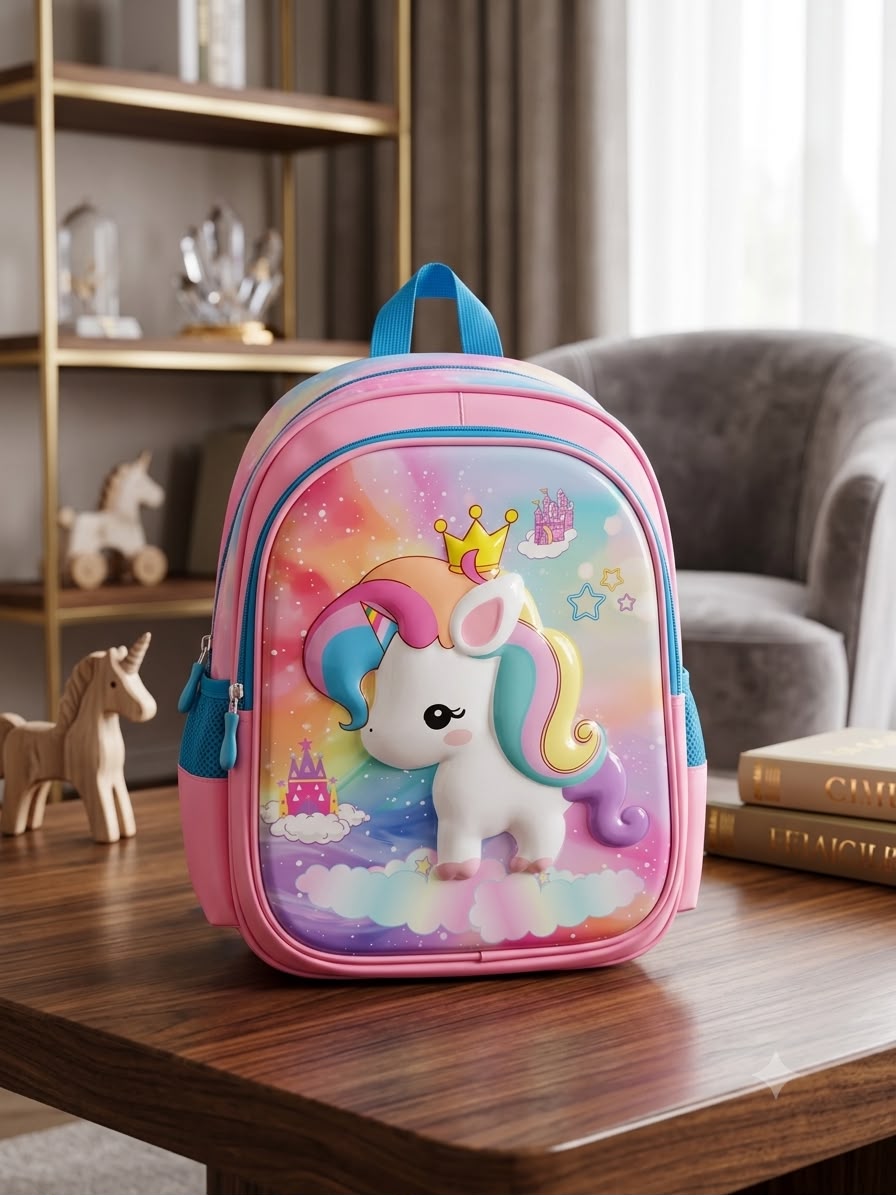 Premium 18-Inch Unicorn School Backpack – Pink & Mixed Colors