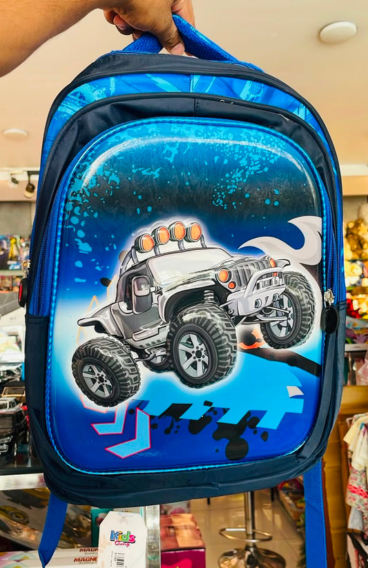 Premium Monster Truck School Backpack – Royal Blue | 15"
