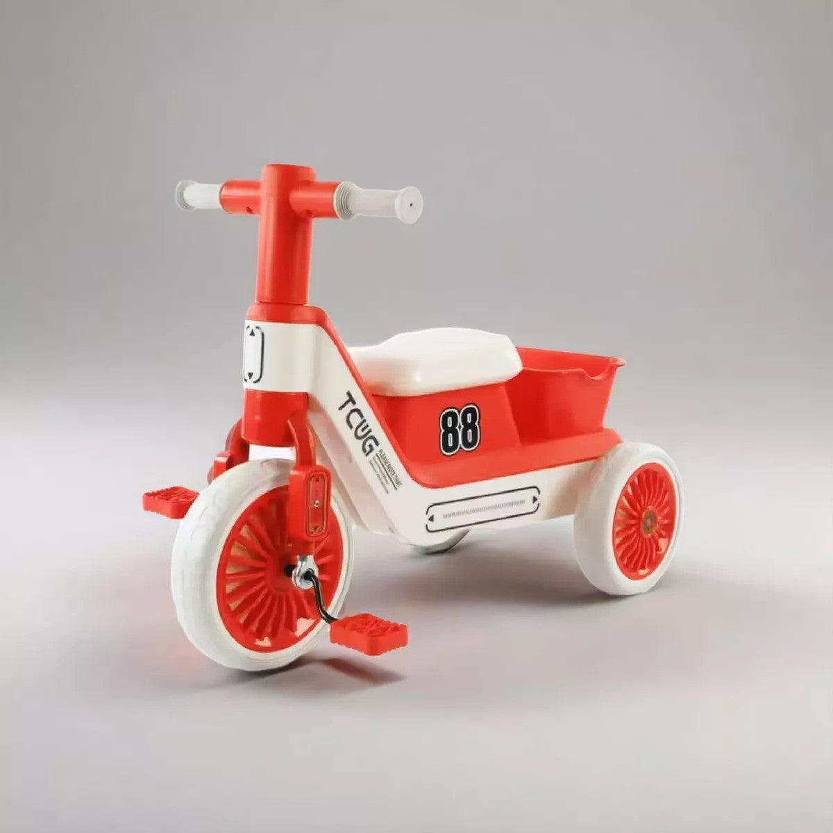 Kids Tricycle Push Bike with Basket, Music & Lights