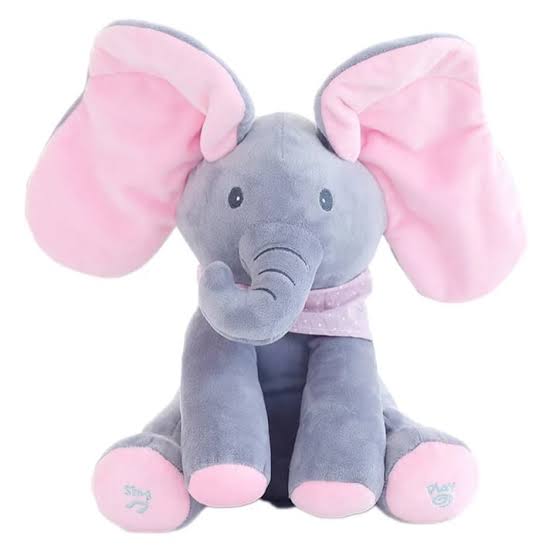 .	Interactive Peekaboo Stuffed Elephant – Flappy Ears, Music & Sounds