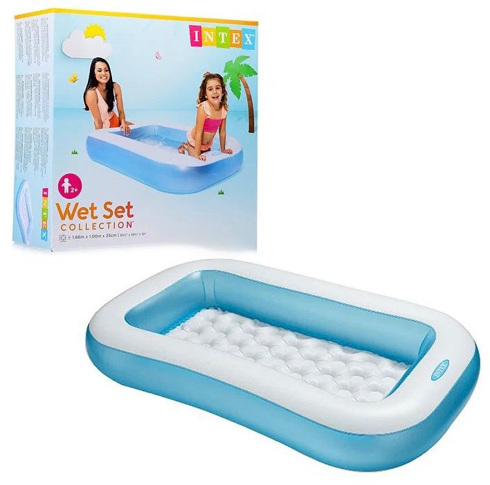 INTEX Rectangular Inflatable Kids Pool – Blue