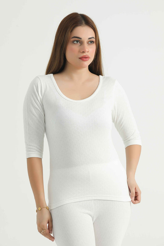 White Thermal 3 Quarter Shirt