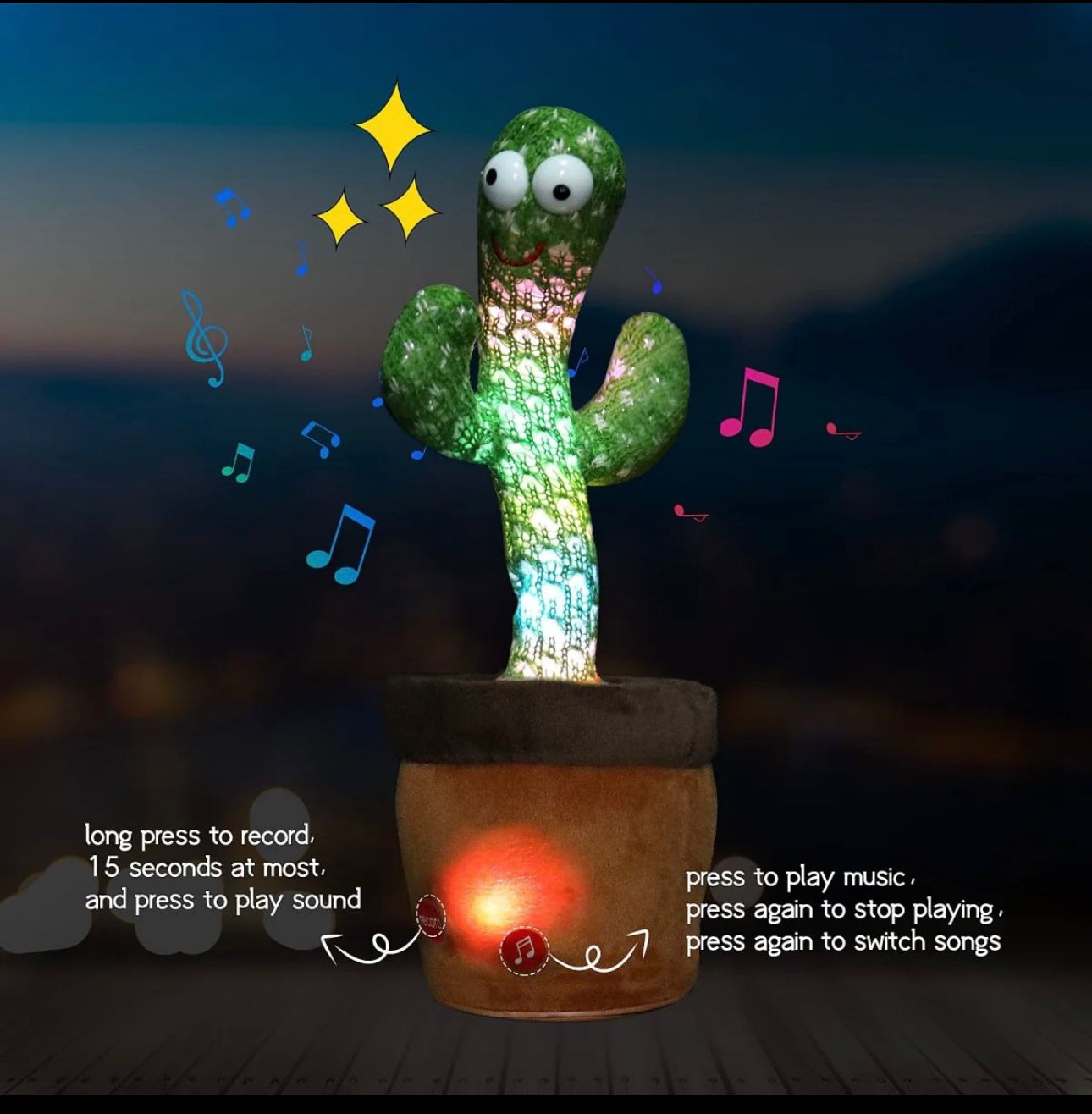 Rechargeable Dancing Talking Cactus Toy
