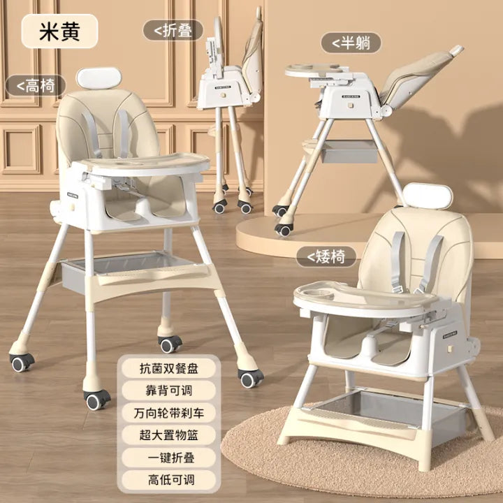 Baby High Chair with Double Tray