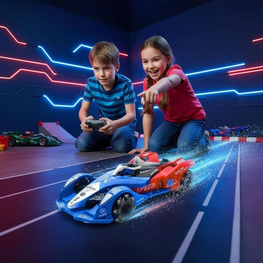 Racing Car Toy with Remote Control | Rechargeable 4WD Drift RC Car with Light, Music & Spray Effect for Kids