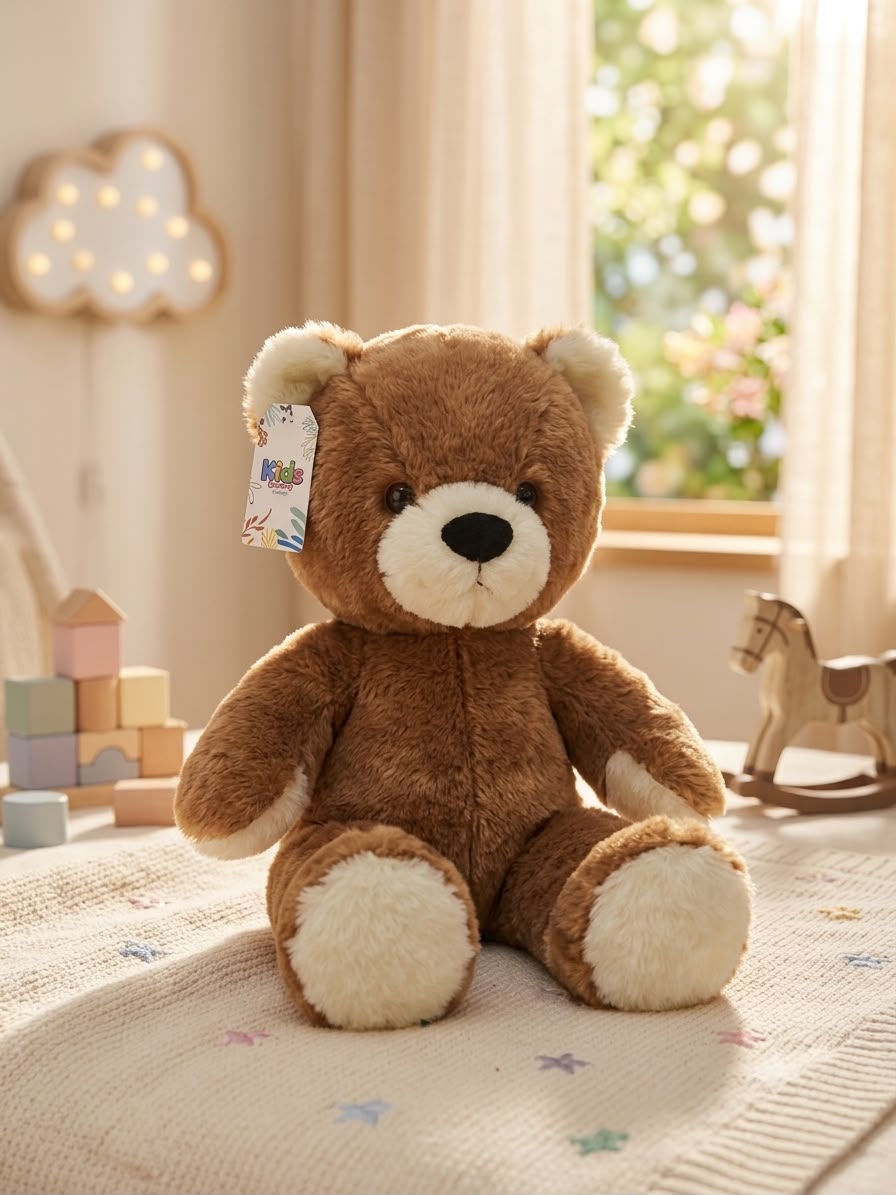 Premium Plush Brown Teddy Bear with White Ears & Feet – Ultra Soft Stuffed Toy for Kids & Gift Giving