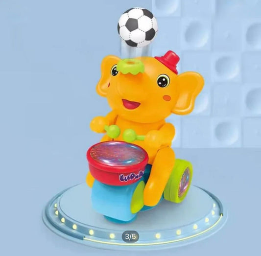 Children's Musical Walking Elephant Toy Drums Lights & Blowing Balls