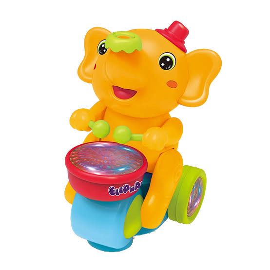 Children's Musical Walking Elephant Toy Drums Lights & Blowing Balls
