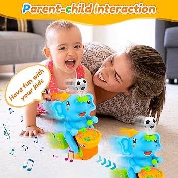 Children's Musical Walking Elephant Toy Drums Lights & Blowing Balls
