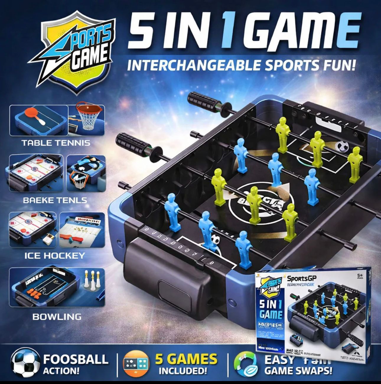 5-in-1 Multi Games Table